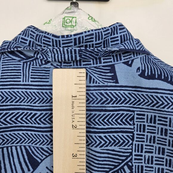 Cooke Street Shirt Mens Large Hawaiian Blue Tapa Camp Button Up All Over Print - Picture 5 of 10